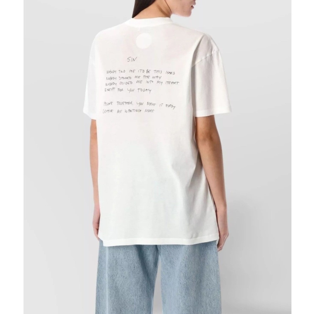 NWOT Anine Bing Walker Lyrics Tee‎ White Graphic Oversized Cotton T-Shirt XS